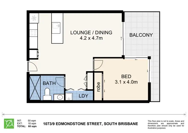 Floorplan of Homely apartment listing, 1073/9 Edmondstone Street, South Brisbane QLD 4101