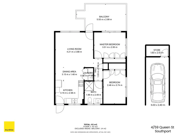 Floorplan of Homely unit listing, 4/59 Queen Street, Southport QLD 4215