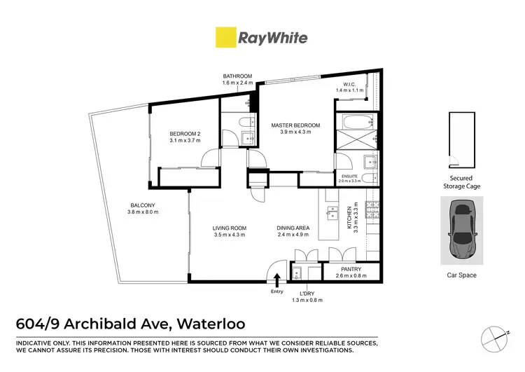 Floorplan of Homely apartment listing, 604/9 Archibald Avenue, Waterloo NSW 2017