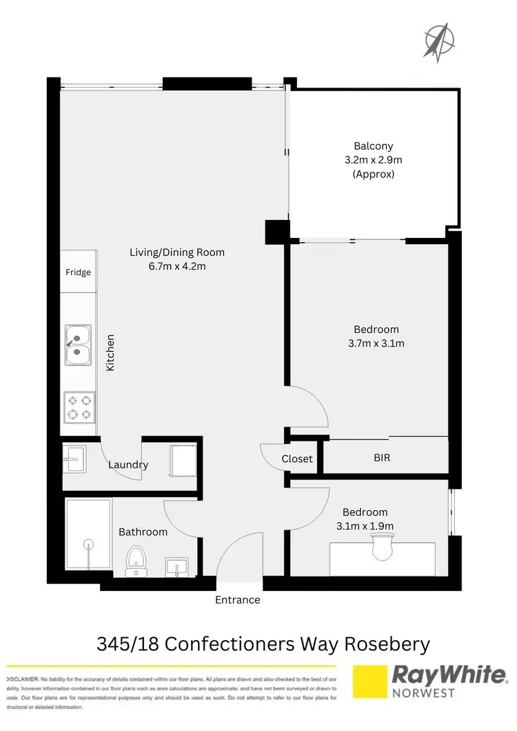 Floorplan of Homely apartment listing, 345/18 Confectioners Way, Rosebery NSW 2018