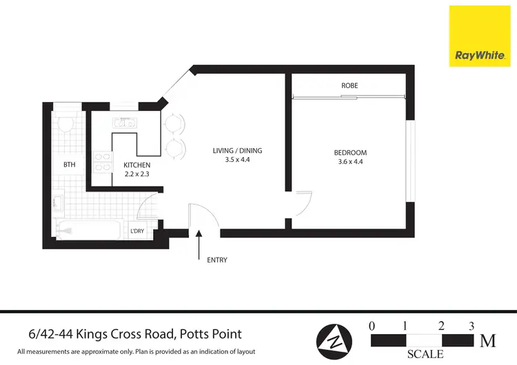 Floorplan of Homely apartment listing, 6/42-44 Kings Cross Road, Potts Point NSW 2011