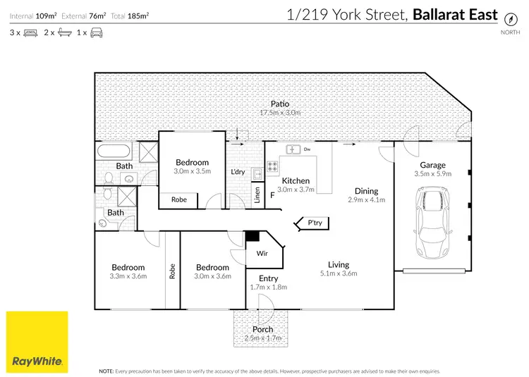 Floorplan of Homely house listing, 1/219 York Street, Ballarat East VIC 3350