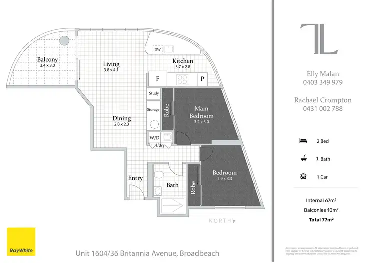 Floorplan of Homely apartment listing, 1604/36 Britannia Avenue, Broadbeach QLD 4218