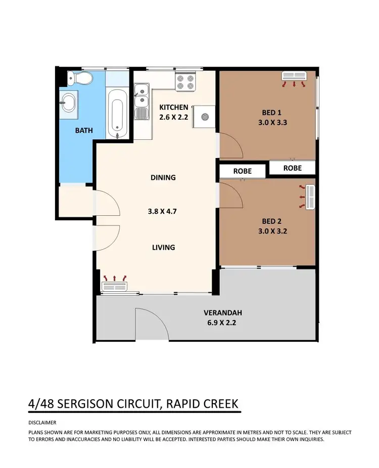 Floorplan of Homely unit listing, 4/48 Sergison Circuit, Rapid Creek NT 810