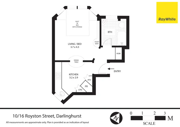 Floorplan of Homely studio listing, 10/16 Royston Street, Darlinghurst NSW 2010