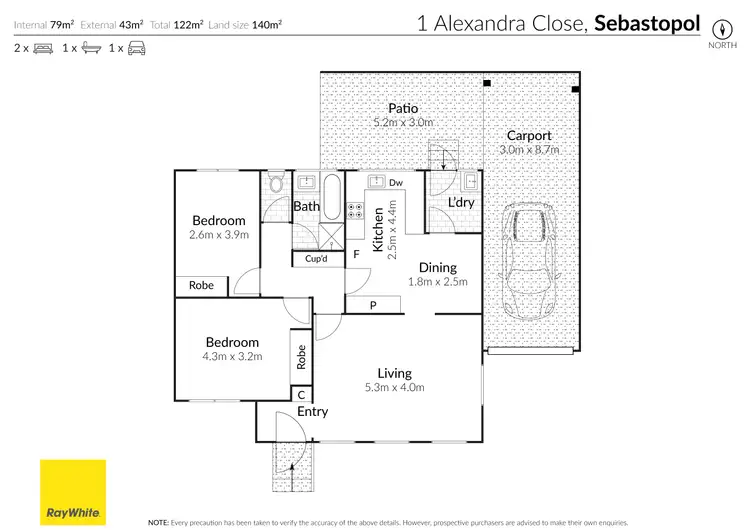 Floorplan of Homely unit listing, 1 Alexandra Close, Sebastopol VIC 3356