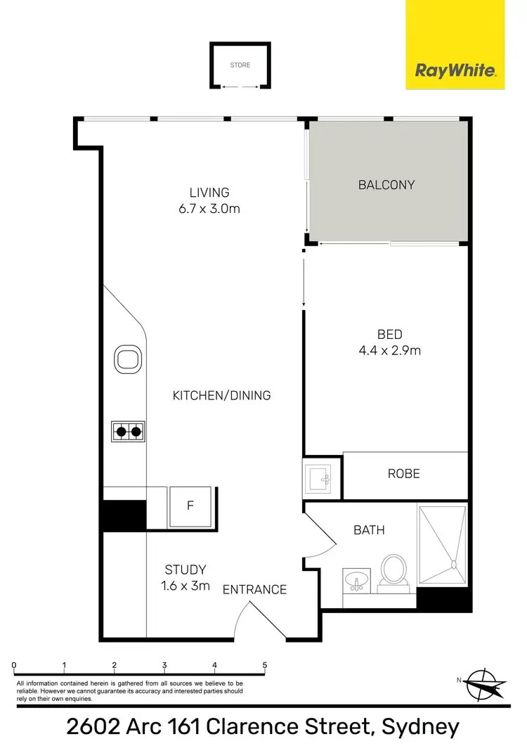 Floorplan of Homely apartment listing, 2602/161 Clarence Street, Sydney NSW 2000