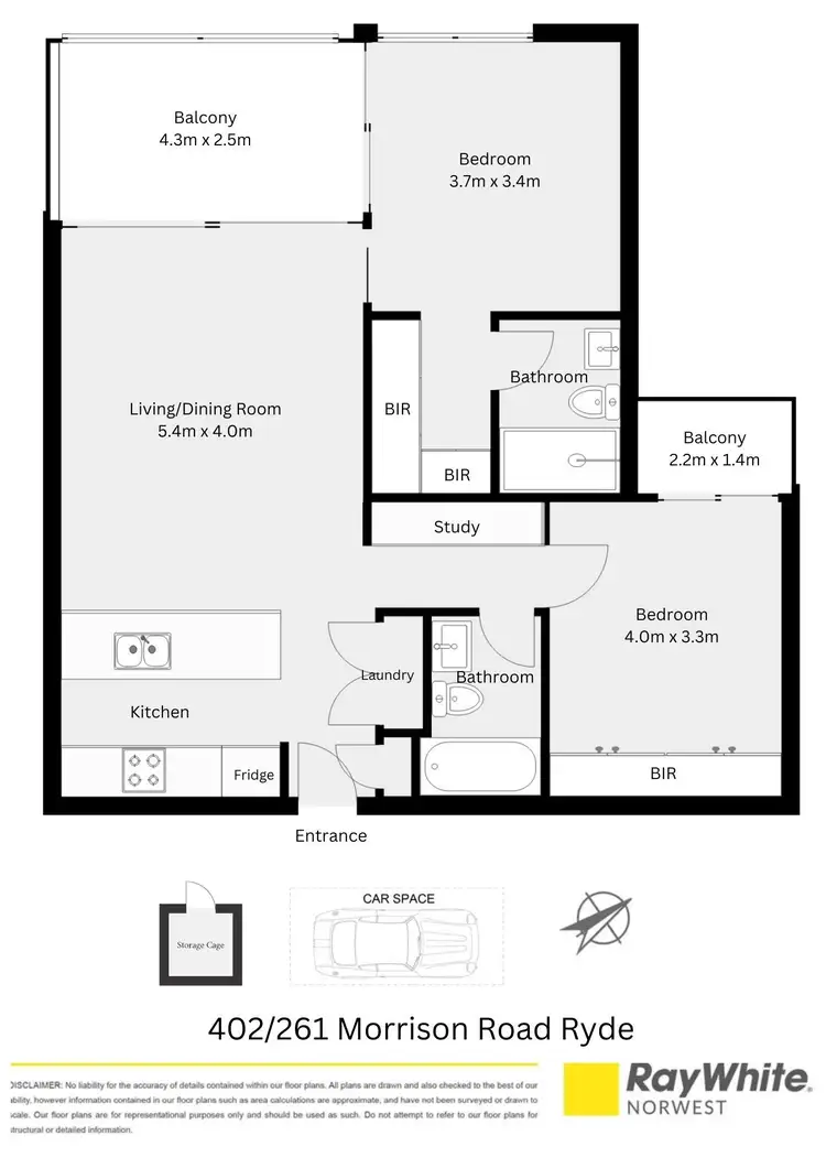 Floorplan of Homely apartment listing, 402/261 Morrison Road, Ryde NSW 2112