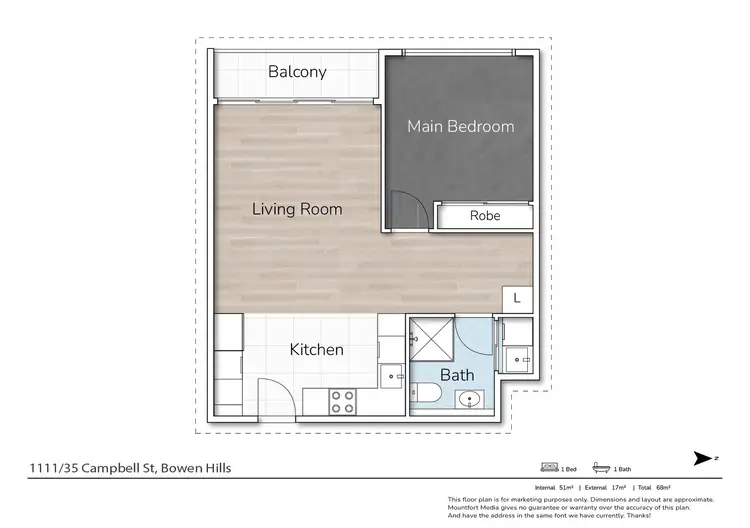 Floorplan of Homely apartment listing, 1111/35 Campbell Street, Bowen Hills QLD 4006