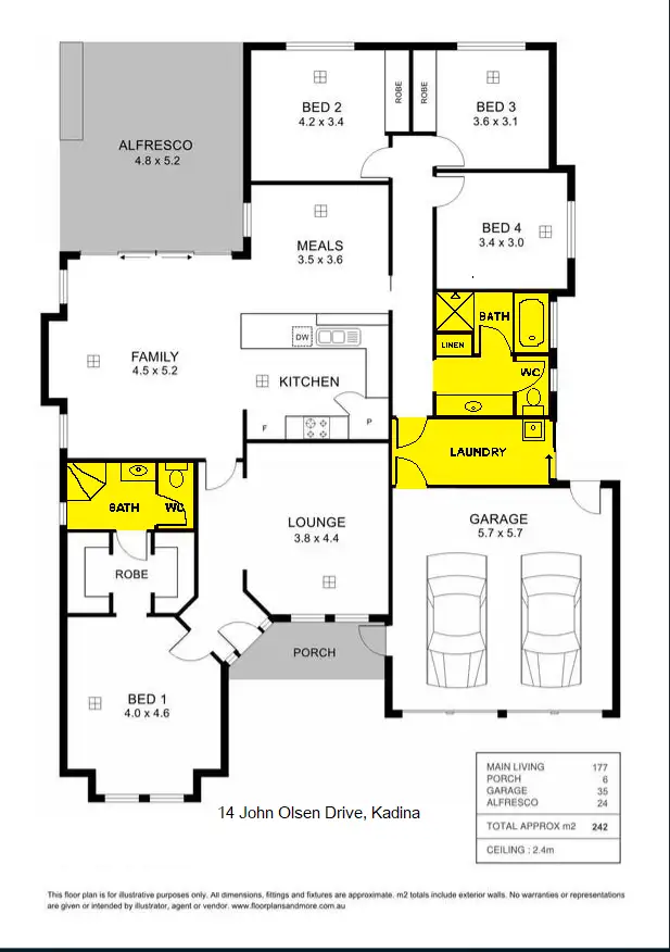 Floorplan of Homely house listing, 14 John Olsen Drive, Kadina SA 5554