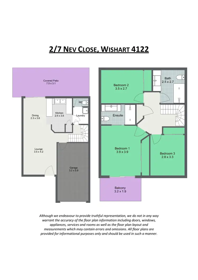 Floorplan of Homely townhouse listing, 2/7 Nev Close, Wishart QLD 4122