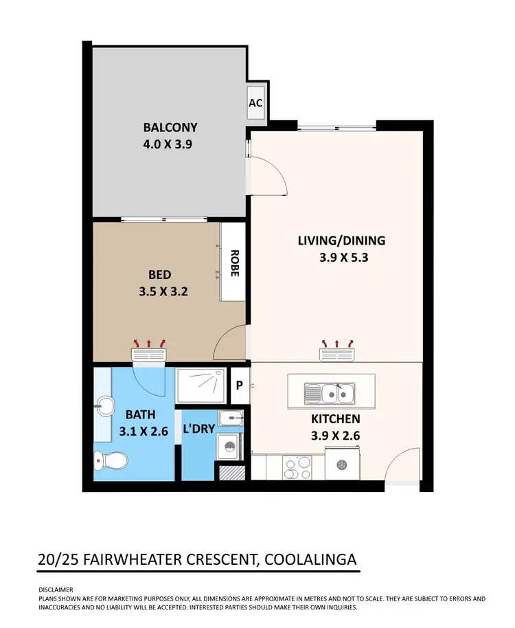 Floorplan of Homely unit listing, 20/25 Fairweather Crescent, Coolalinga NT 839