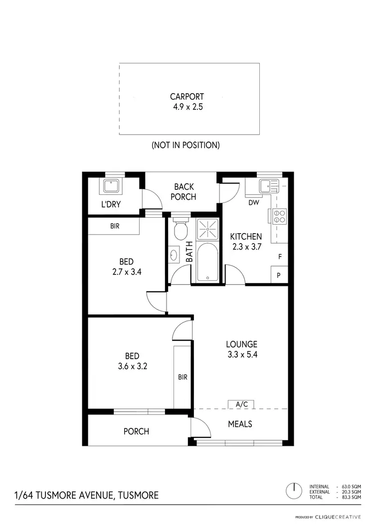 Floorplan of Homely unit listing, 1/64 Tusmore Avenue, Tusmore SA 5065