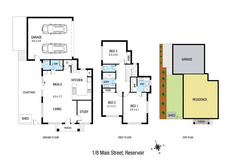 Floorplan of Homely townhouse listing, 1/8 Mais Street, Reservoir VIC 3073