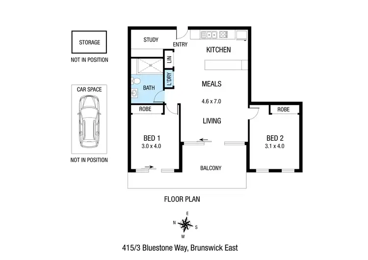 Floorplan of Homely apartment listing, 415/3 Bluestone Way, Brunswick East VIC 3057