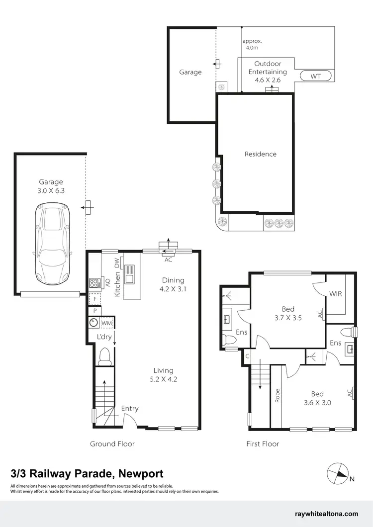 Floorplan of Homely townhouse listing, 3/3 Railway Parade, Newport VIC 3015