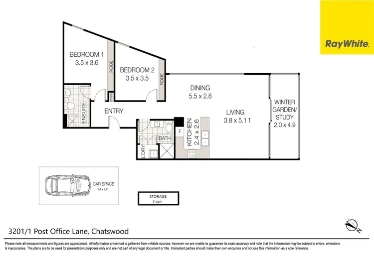 Floorplan of Homely unit listing, 3201/1 Post Office Lane, Chatswood NSW 2067