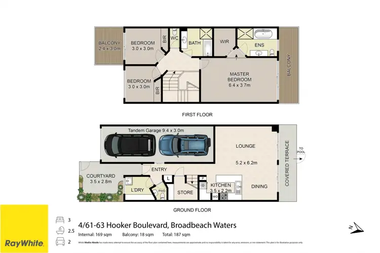 Floorplan of Homely townhouse listing, 4/61-63 Hooker Boulevard, Broadbeach Waters QLD 4218