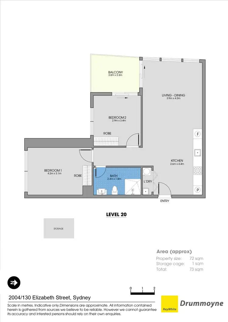 Floorplan of Homely apartment listing, 2004/130 Elizabeth Street, Sydney NSW 2000