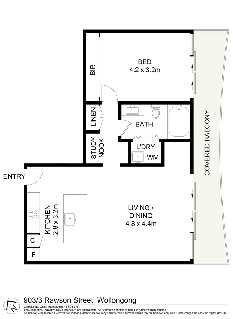 Floorplan of Homely apartment listing, 903/3 Rawson Street, Wollongong NSW 2500