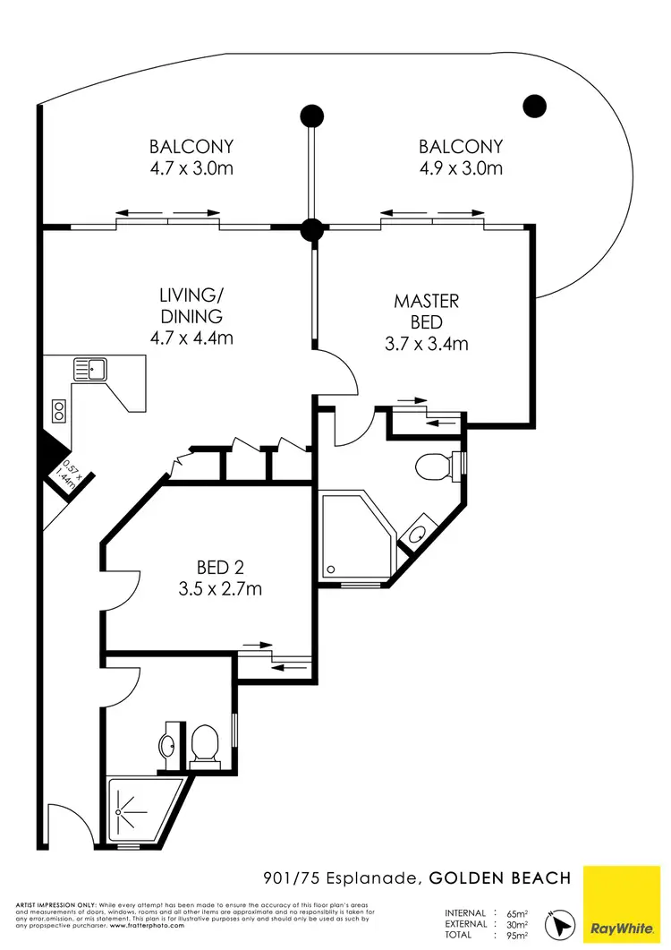 Floorplan of Homely unit listing, 901/75 Esplanade, Golden Beach QLD 4551