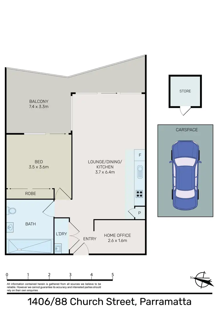 Floorplan of Homely apartment listing, 1406/88 Church Street, Parramatta NSW 2150