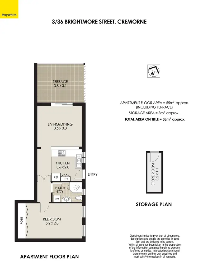 Floorplan of Homely apartment listing, 3/36 Brightmore Street, Cremorne NSW 2090