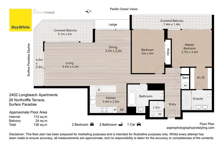 Floorplan of Homely apartment listing, 2402/28 Northcliffe Terrace, Surfers Paradise QLD 4217