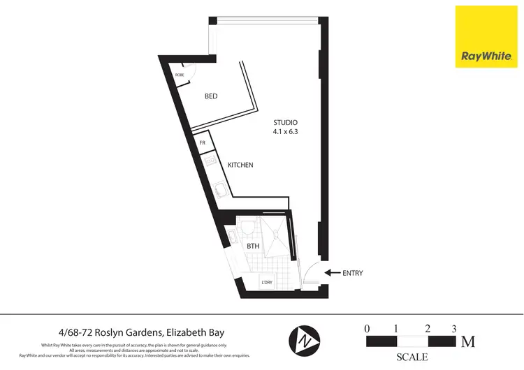 Floorplan of Homely studio listing, 4/68-72 Roslyn Gardens, Rushcutters Bay NSW 2011