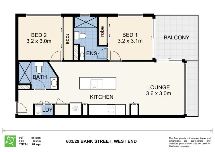 Floorplan of Homely apartment listing, 603/29 Bank Street, West End QLD 4101