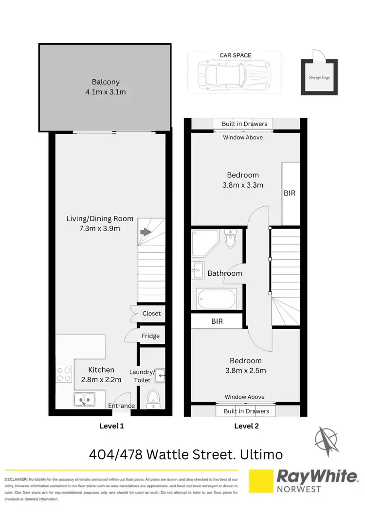 Floorplan of Homely apartment listing, 404/478 Wattle Street, Ultimo NSW 2007