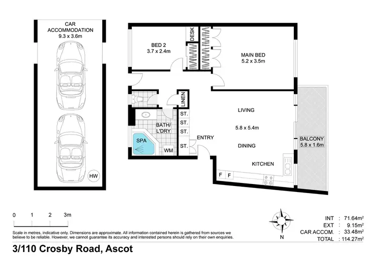 Floorplan of Homely unit listing, 3/110 Crosby Road, Ascot QLD 4007