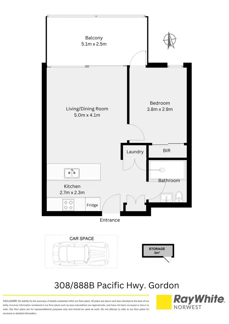 Floorplan of Homely apartment listing, 308B/888 Pacific Highway, Gordon NSW 2072