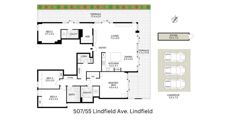 Floorplan of Homely apartment listing, 507/55 Lindfield Avenue, Lindfield NSW 2070