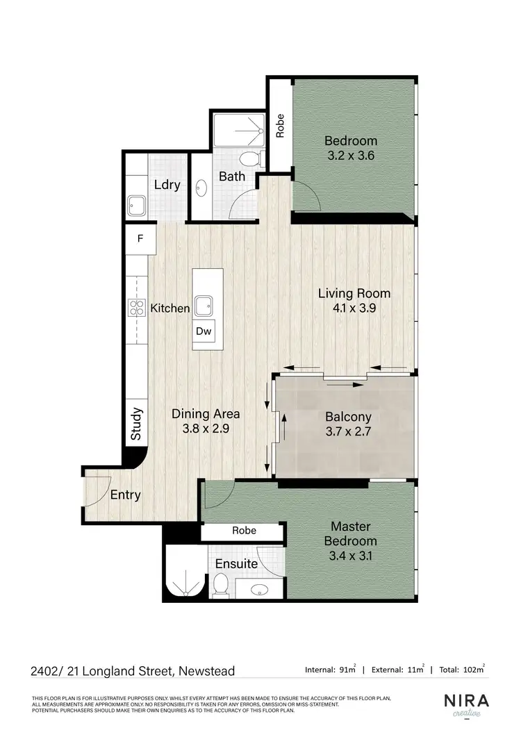 Floorplan of Homely apartment listing, 2402/21 Longland Street, Newstead QLD 4006