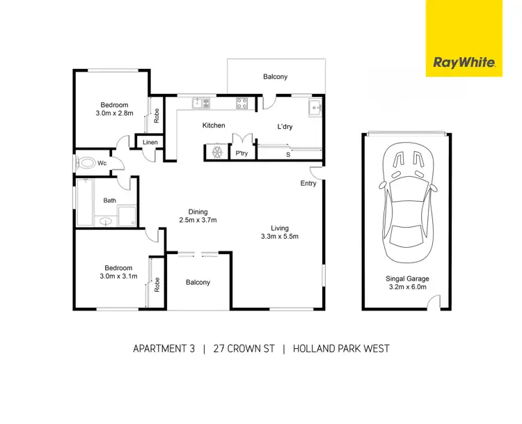 Floorplan of Homely unit listing, 3/27 Crown Street, Holland Park West QLD 4121