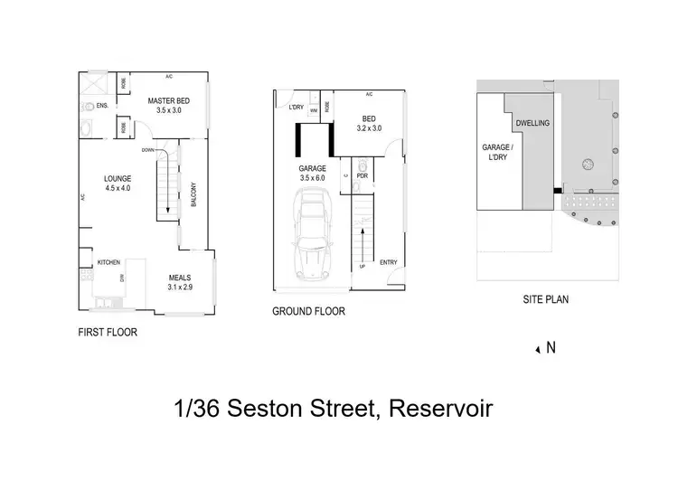 Floorplan of Homely townhouse listing, 1/36 Seston Street, Reservoir VIC 3073