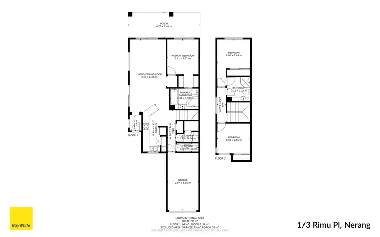 Floorplan of Homely semi-detached listing, 1/3 Rimu Place, Nerang QLD 4211