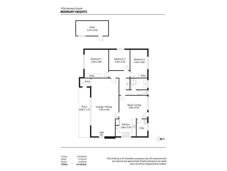 Floorplan of Homely house listing, 13 De Sassenay Crescent, Modbury Heights SA 5092