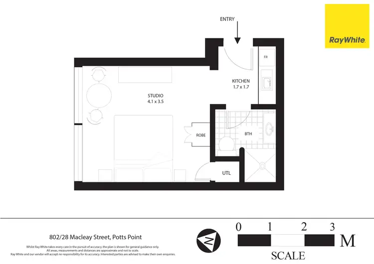 Floorplan of Homely studio listing, 802/28 Macleay Street, Potts Point NSW 2011