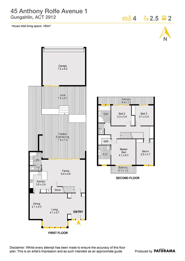 Floorplan of Homely townhouse listing, 45 Anthony Rolfe Avenue, Gungahlin ACT 2912