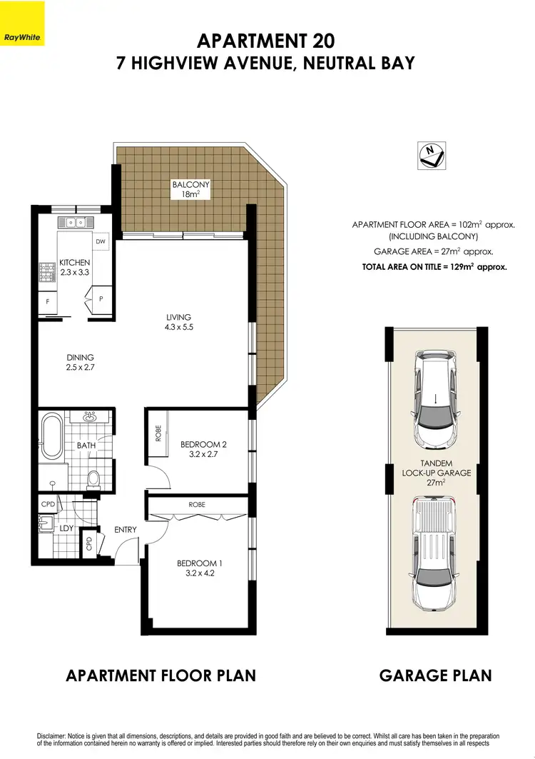 Floorplan of Homely apartment listing, 20/7 Highview Avenue, Neutral Bay NSW 2089