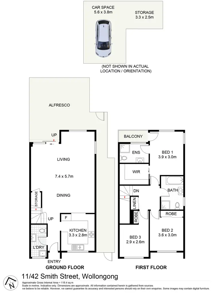 Floorplan of Homely townhouse listing, 11/42 Smith Street, Wollongong NSW 2500
