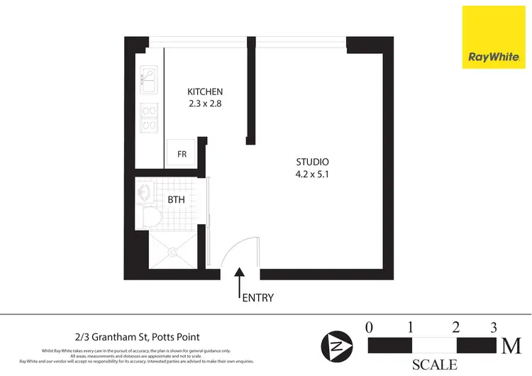 Floorplan of Homely studio listing, 2/3 Grantham Street, Potts Point NSW 2011