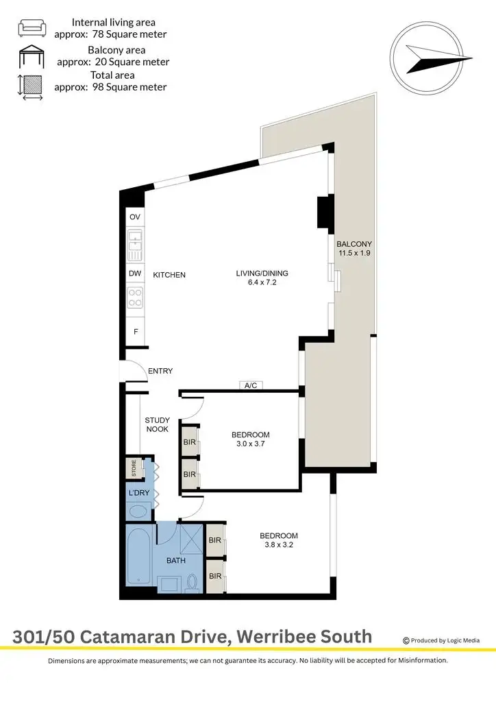 Floorplan of Homely apartment listing, 301/50 Catamaran Drive, Werribee South VIC 3030