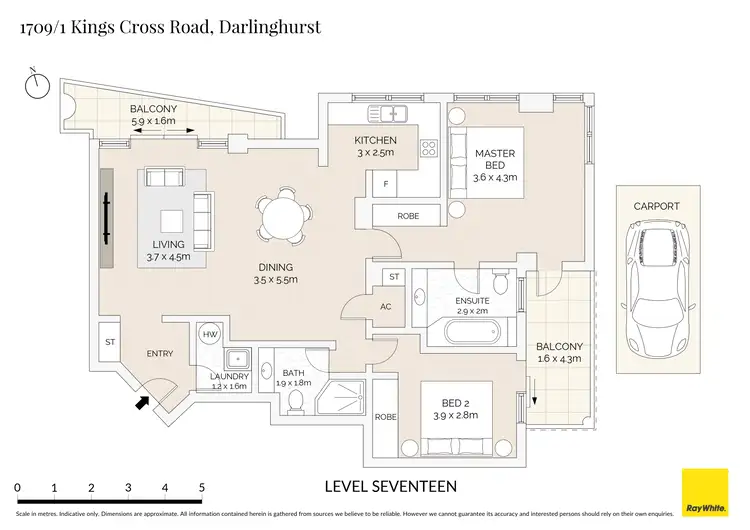 Floorplan of Homely apartment listing, 1709/1 Kings Cross Road, Darlinghurst NSW 2010
