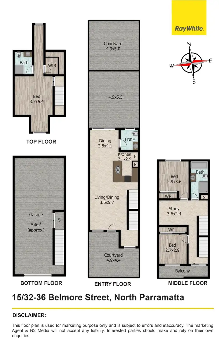 Floorplan of Homely townhouse listing, 15/32-36 Belmore Street, North Parramatta NSW 2151