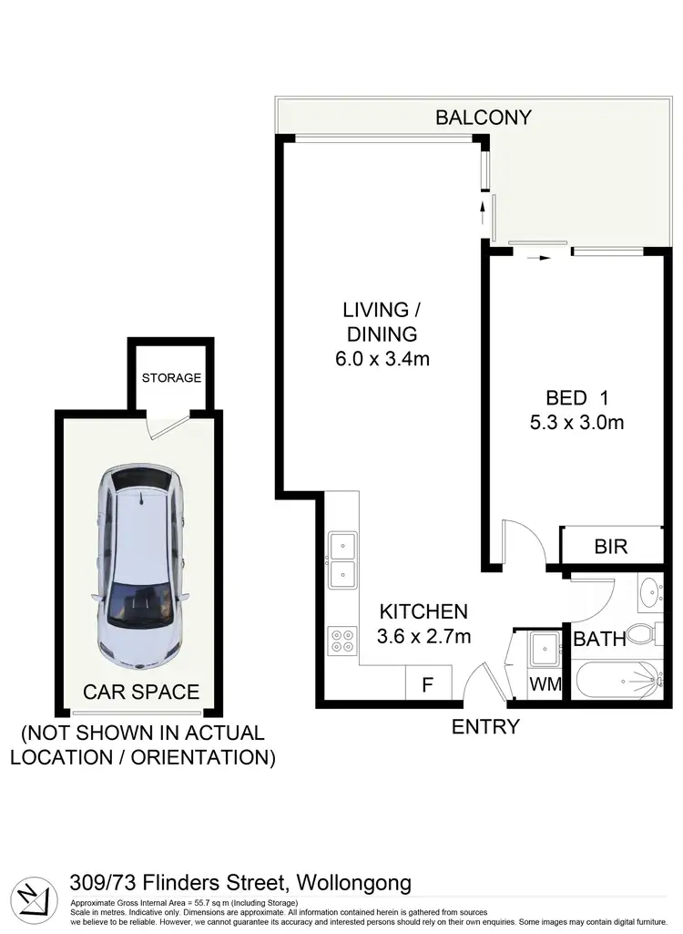 Floorplan of Homely apartment listing, 309/73 Flinders Street, Wollongong NSW 2500