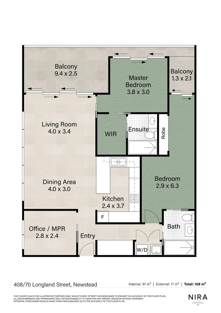 Floorplan of Homely apartment listing, 408/70 Longland Street, Newstead QLD 4006