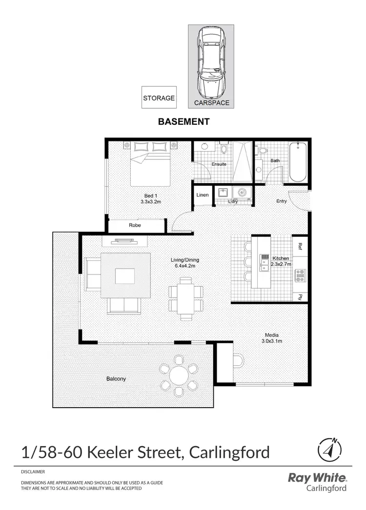 Floorplan of Homely apartment listing, 1/58-60 Keeler Street, Carlingford NSW 2118
